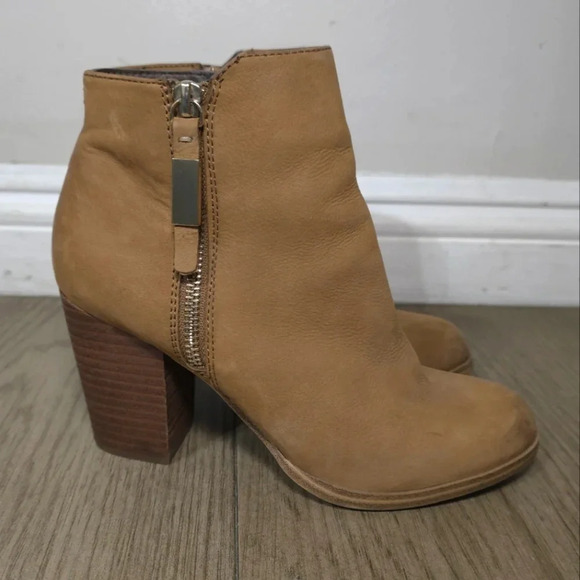 ALDO Mathia Brown Cognac Genuine Suede Block Heel Booties, Pre-loved, Zipper, 7 - Picture 5 of 16